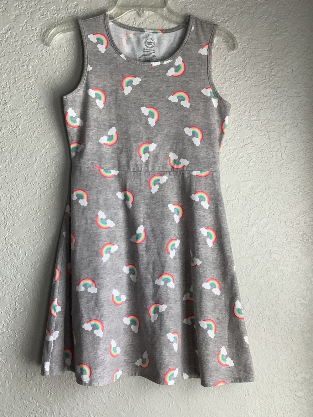 wonder nation Gray Rainbow Print Tank Dress for Kids